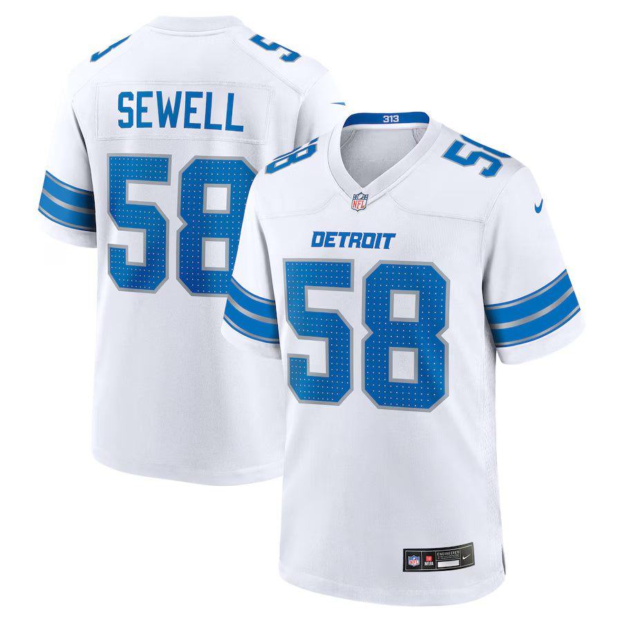 Men's Detroit Lions Penei Sewell Nike Blue Game Jersey